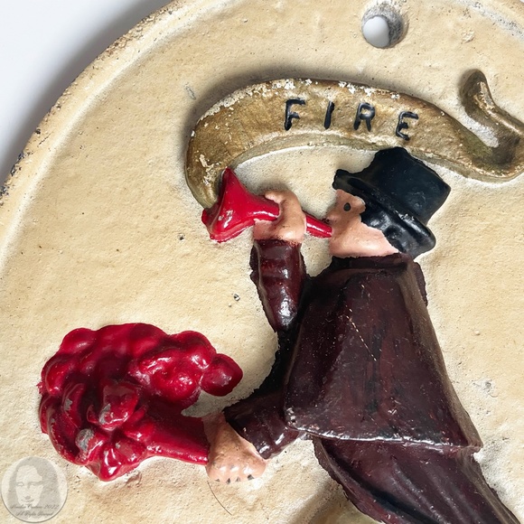 Firefighter Decor 2pc Set Fire Association Mark Plaques Home Decor Vintage - Picture 8 of 11